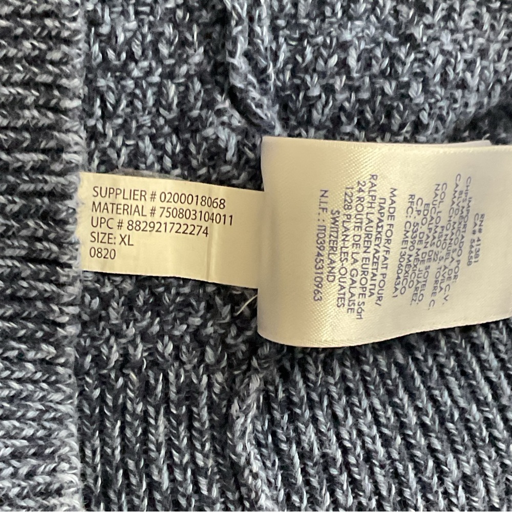 Chaps Blue Sweater with Brown Elbow Patches REMOVED BY TAILOR - Picture 12 of 13